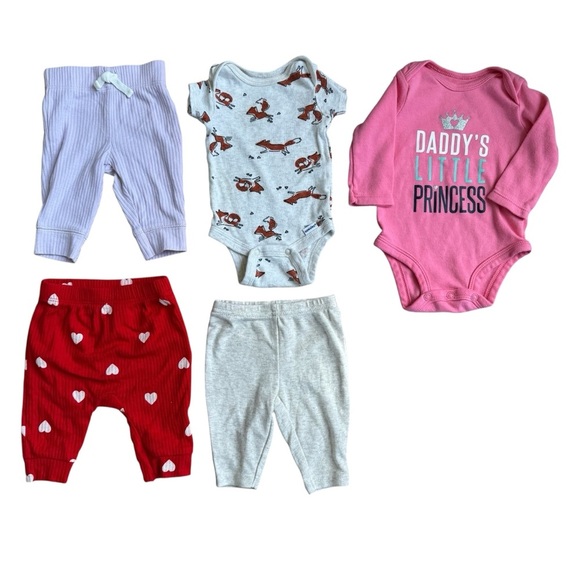Newborn Baby Girl Bundle 11PC Set Lot Pants Onesies Short along Sleeve - Picture 3 of 3